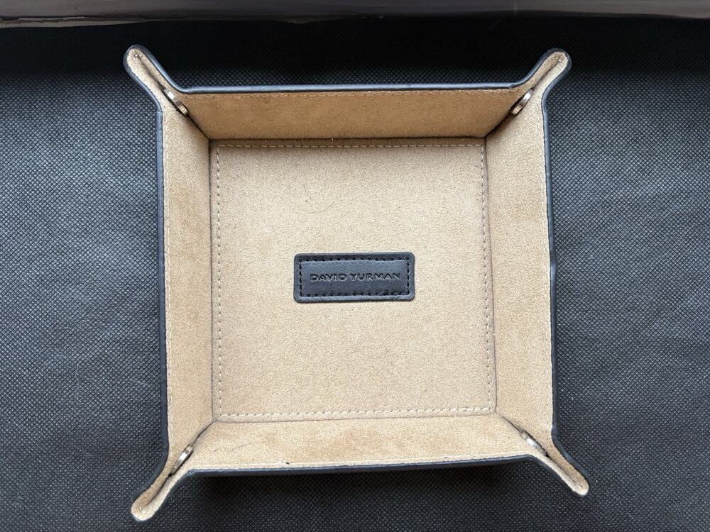 Vintage David Yurman Black Leather Jewelry Valet Tray Black Tan Suede RARE